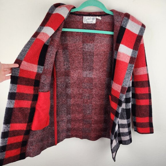Anthropologie Field Flower Cressida Wool Plaid Hooded Sweater Coat sz XS - Picture 6 of 12